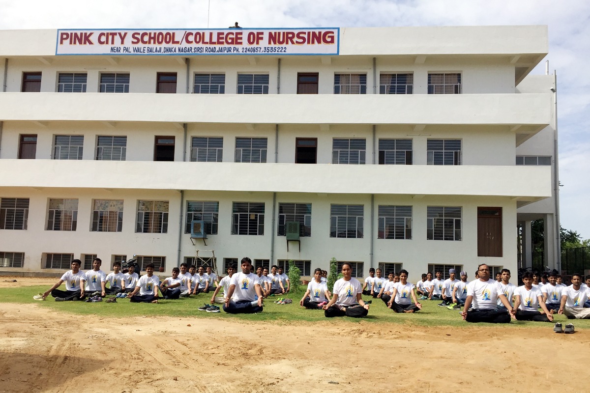 Students participating in a wellness activity at the college campus